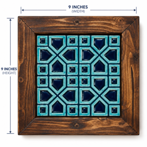 Handcrafted Ceramic Tile Wooden Wall Frame – 9×9 Inch | Traditional Wall Décor