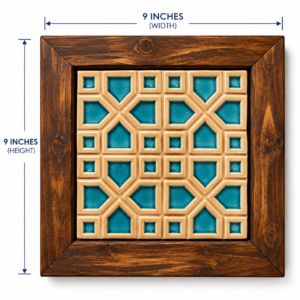 Handcrafted Ceramic Tile Wooden Wall Frame – 9×9 Inch | Traditional Wall Décor