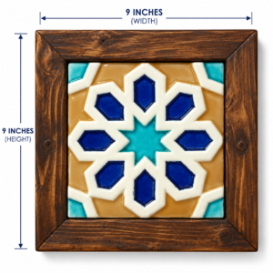 Handcrafted Ceramic Tile Wooden Wall Frame – 9×9 Inch | Traditional Wall Décor