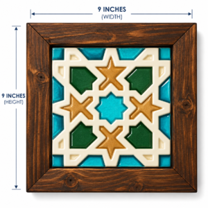 Handcrafted Ceramic Tile Wooden Wall Frame – 9×9 Inch | Traditional Wall Décor