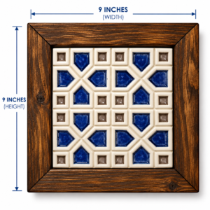 Handcrafted Ceramic Tile Wooden Wall Frame – 9×9 Inch | Traditional Wall Décor