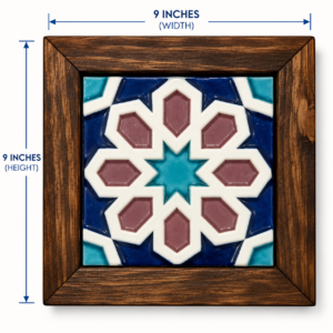 Handcrafted Ceramic Tile Wooden Wall Frame – 9×9 Inch | Traditional Wall Décor