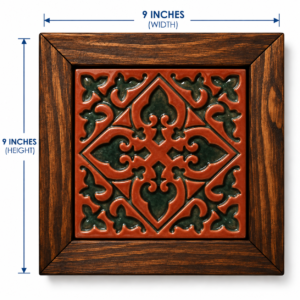 Handcrafted Ceramic Tile Wooden Wall Frame – 9×9 Inch | Traditional Wall Décor