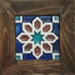 Handcrafted Pakistani Ceramic Tile Wall Art in Wooden Frame – Rustic Home Decor