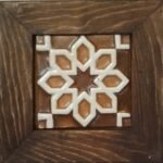 Handcrafted Pakistani Ceramic Tile Wall Art in Wooden Frame – Rustic Home Decor