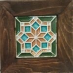 Handcrafted Pakistani Ceramic Tile Wall Art in Wooden Frame – Rustic Home Decor