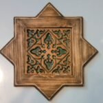 Decorative Star Shaped Wall Hanging Tiled Wooden Frame, 12x12 inch