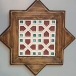 Decorative Star Shaped Wall Hanging Tiled Wooden Frame, 12x12 inch