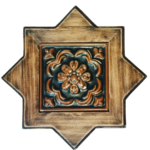 Decorative Star Shaped Wall Hanging Tiled Wooden Frame, 12x12 inch