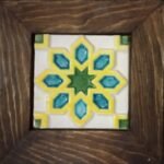 Handcrafted Pakistani Ceramic Tile Wall Art in Wooden Frame – Rustic Home Decor