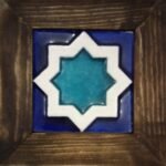 Handcrafted Pakistani Ceramic Tile Wall Art in Wooden Frame – Rustic Home Decor