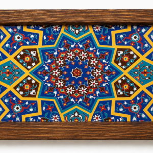 Handcrafted Wooden Tile Tray – Rustic Serving Tray for Coffee, Tea, and Home Deco