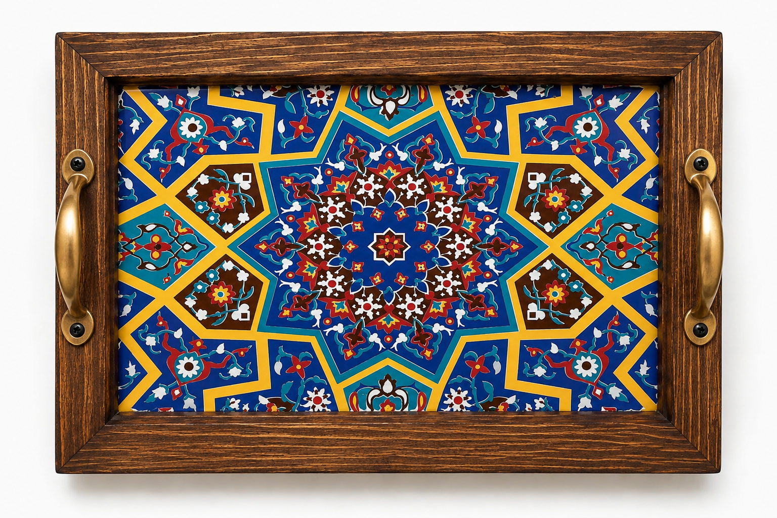 Handcrafted Wooden Tile Tray – Rustic Serving Tray for Coffee, Tea, and Home Deco