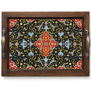 Handcrafted Wooden Tile Tray – Rustic Serving Tray for Coffee, Tea, and Home Deco