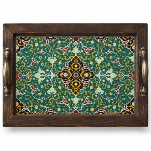 Handcrafted Wooden Tile Tray – Rustic Serving Tray for Coffee, Tea, and Home Deco