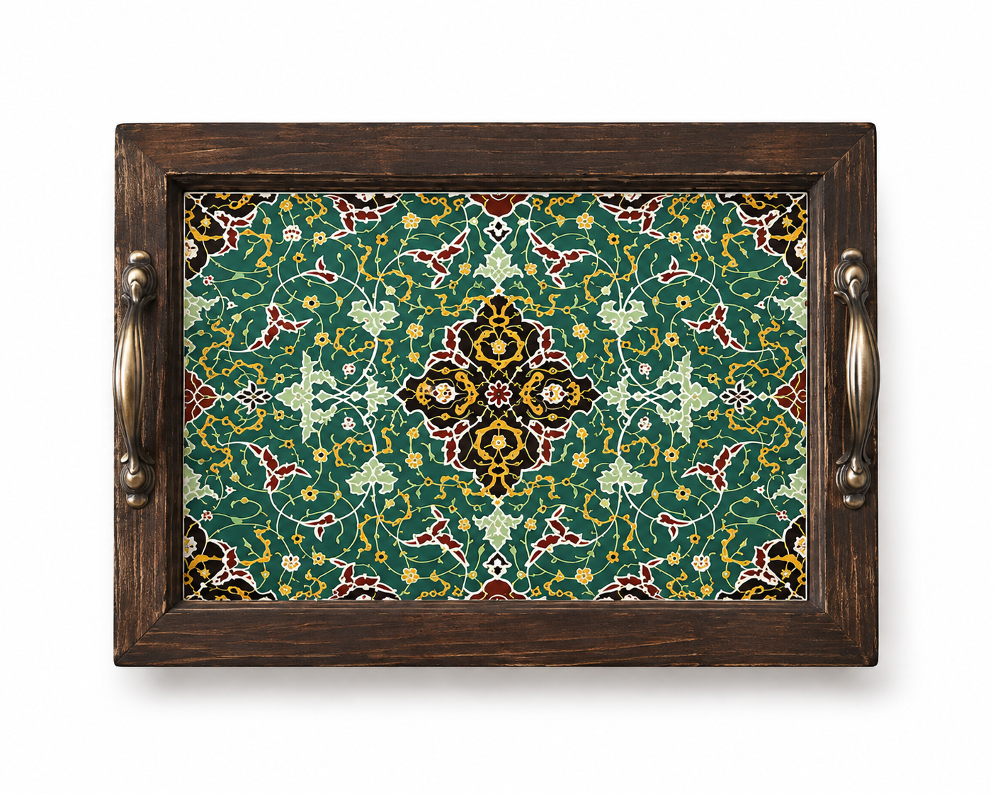 Handcrafted Wooden Tile Tray – Rustic Serving Tray for Coffee, Tea, and Home Deco