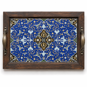 Handcrafted Wooden Tile Tray – Rustic Serving Tray for Coffee, Tea, and Home Deco