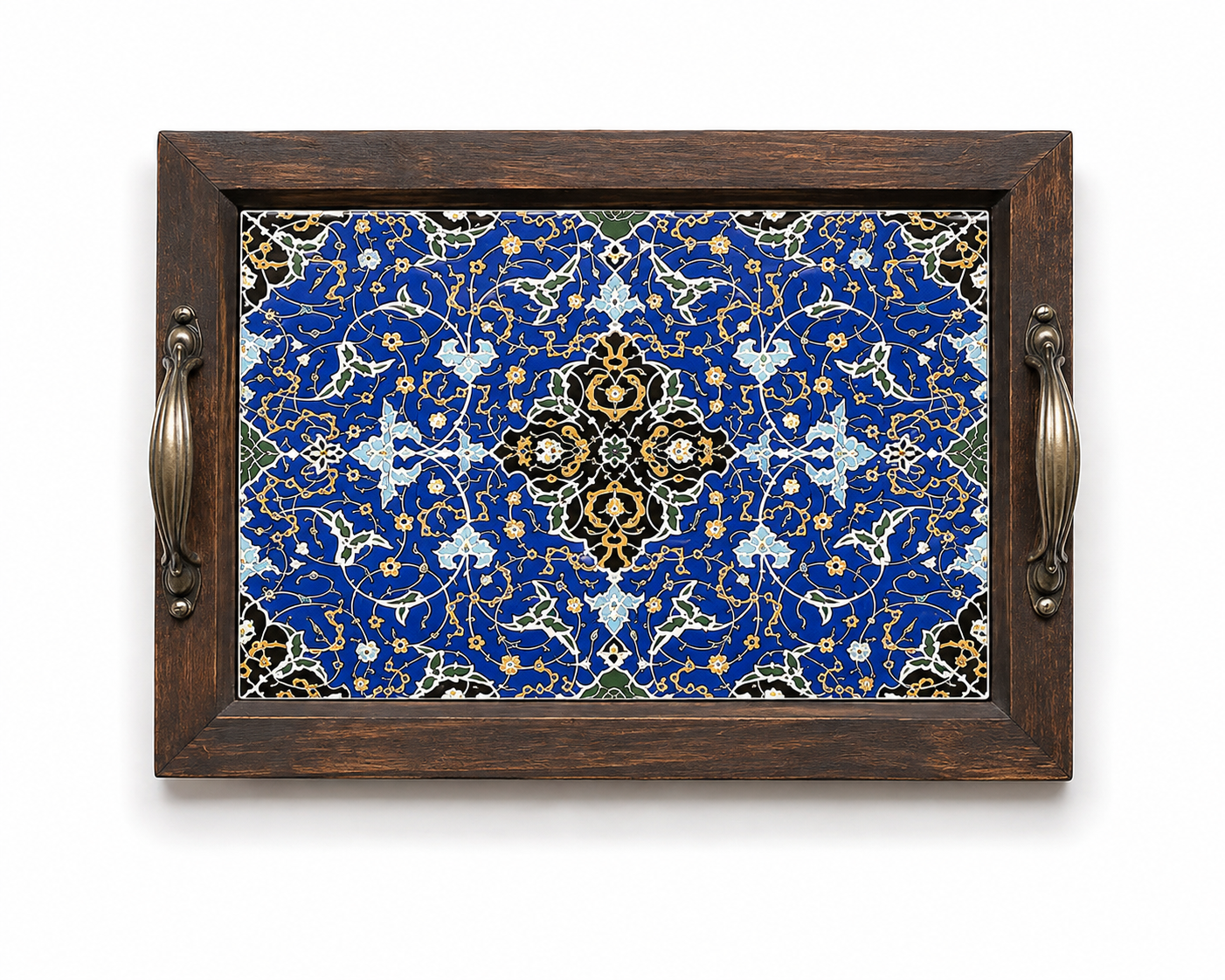 Handcrafted Wooden Tile Tray – Rustic Serving Tray for Coffee, Tea, and Home Deco