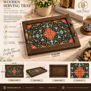 Custom Wooden Tray, Handmade Wooden Tray, High-Quality Wood Tray, Intricate Pattern Tray, Rustic Kitchen Decor, Rustic Serving Tray, Tile Art Tray, Unique Gift Idea, Vintage Serving Tray, Wooden coffee tray, Wooden handicraft, Wooden Tile Tray