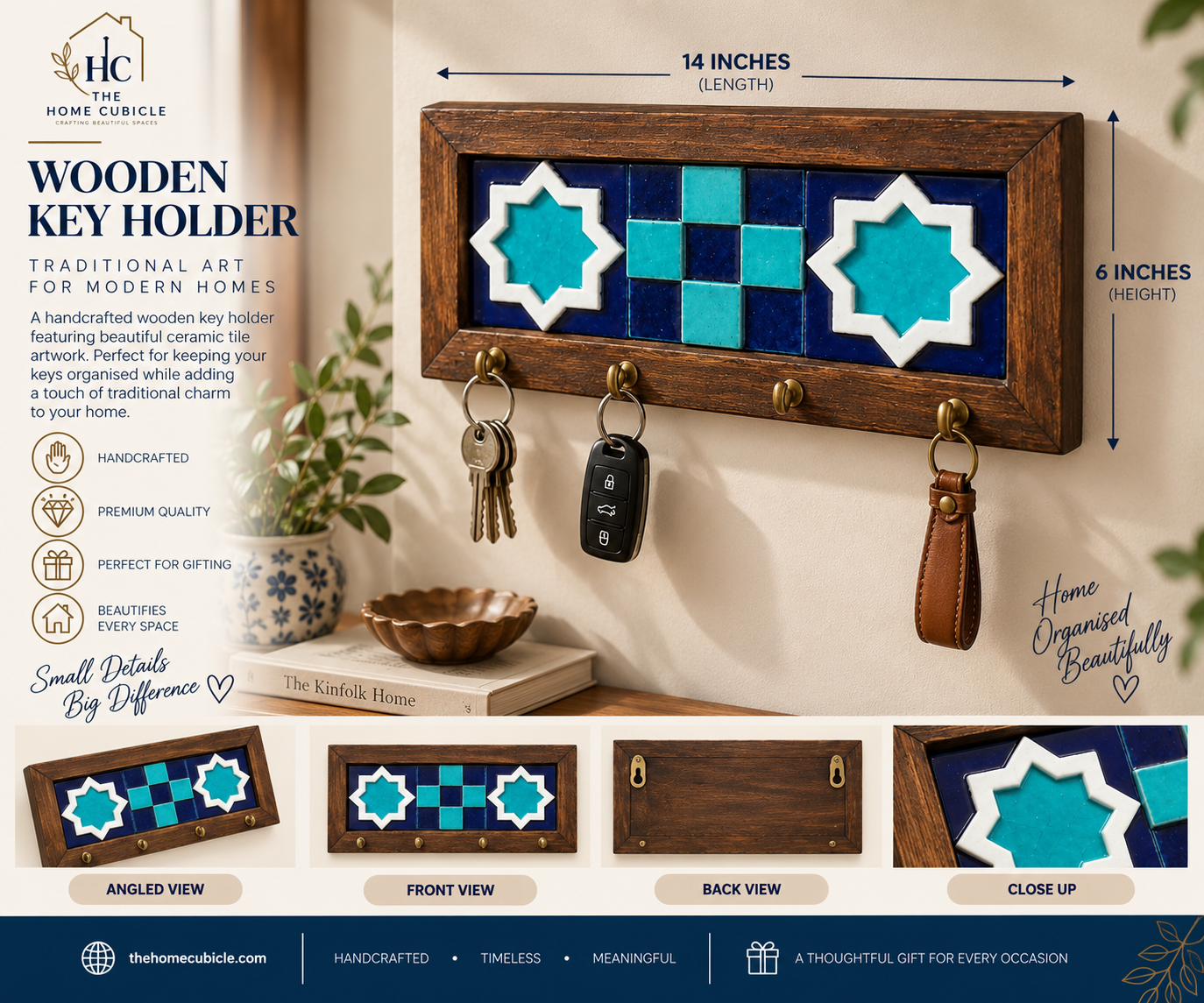 Stylish and Functional Wall-Mounted Key Holder – Perfect for Home Organization-Traditional Key Holder