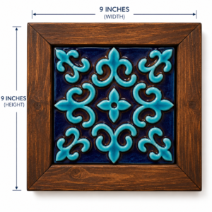 Handcrafted Ceramic Tile Wooden Wall Frame – 9×9 Inch | Traditional Wall Décor