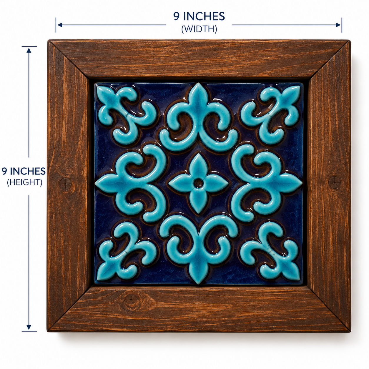 Handcrafted Ceramic Tile Wooden Wall Frame – 9×9 Inch | Traditional Wall Décor