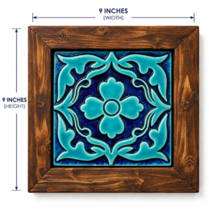 Handcrafted Ceramic Tile Wooden Wall Frame – 9×9 Inch | Traditional Wall Décor