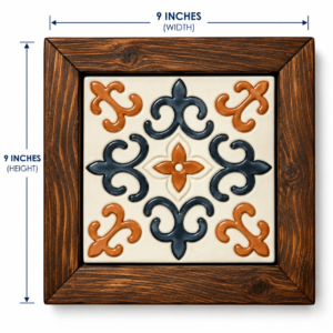 Handcrafted Ceramic Tile Wooden Wall Frame – 9×9 Inch | Traditional Wall Décor