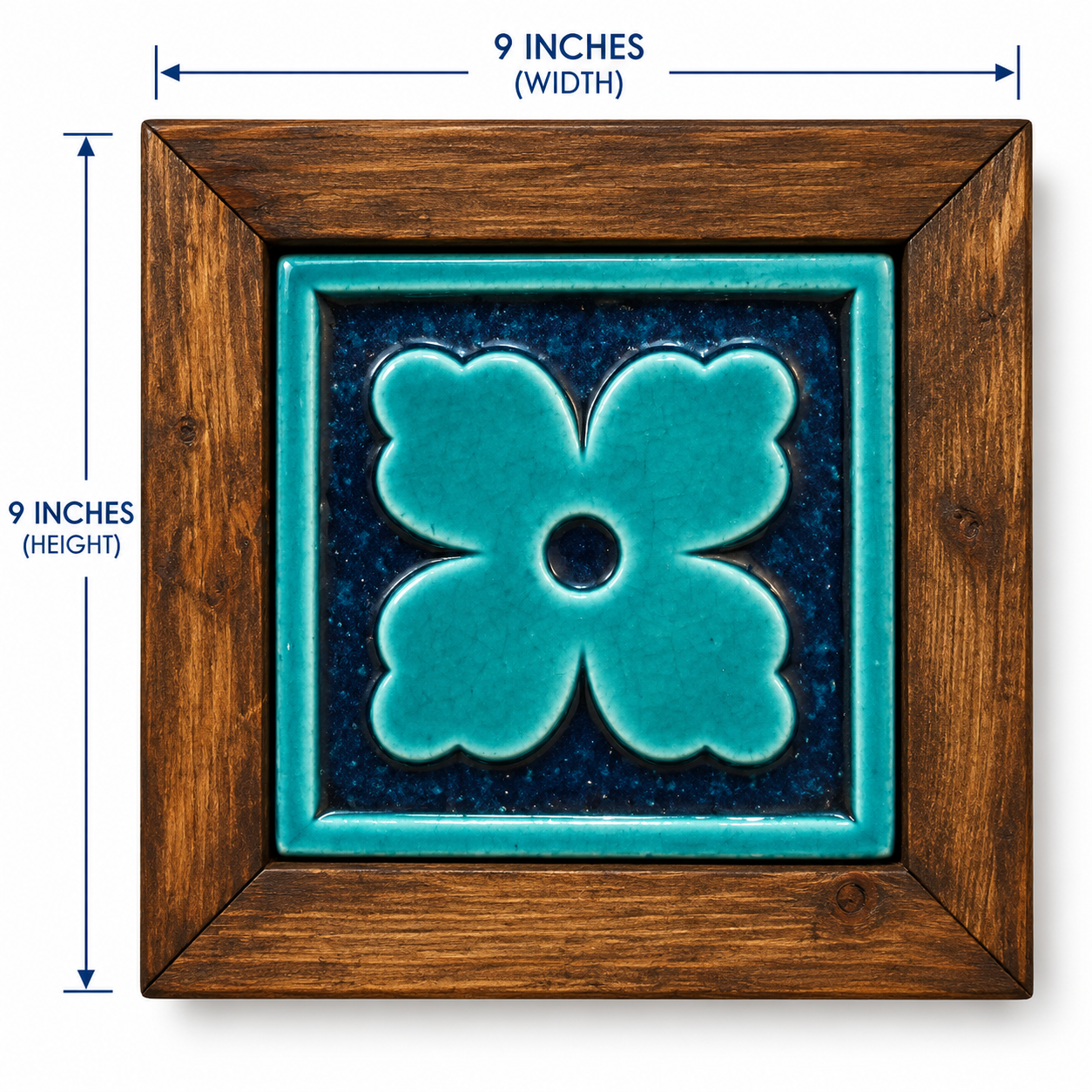 Handcrafted Ceramic Tile Wooden Wall Frame – 9×9 Inch | Traditional Wall Décor