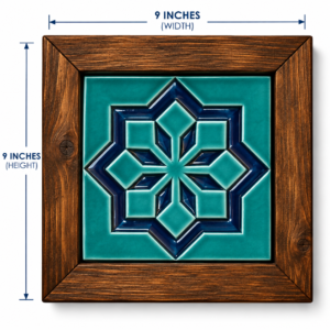 Handcrafted Ceramic Tile Wooden Wall Frame – 9×9 Inch | Traditional Wall Déco