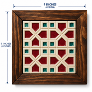 Handcrafted Ceramic Tile Wooden Wall Frame – 9×9 Inch | Traditional Wall Déco