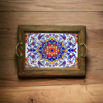 Handcrafted Wooden Tile Tray – Rustic Serving Tray for Coffee, Tea, and Home Decor