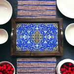 Handcrafted Wooden Tile Tray – Rustic Serving Tray for Coffee, Tea, and Home Decor