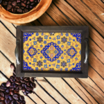 Handcrafted Wooden Tile Tray – Rustic Serving Tray for Coffee, Tea, and Home Decor