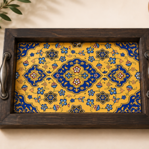 Handcrafted Wooden Tile Tray – Rustic Serving Tray for Coffee, Tea, and Home Decor