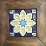 Handcrafted Pakistani Ceramic Tile Wall Art in Wooden Frame – Rustic Home Decor