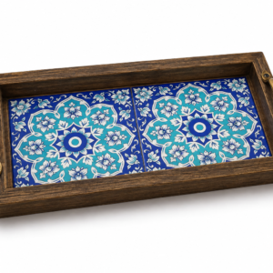 Handcrafted Wooden Ceramic Tea Serving Tray | Decorative Coffee Table Tray | Rustic Tray for Home Decor & Tea Serving