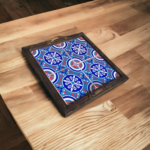 Vintage inspired Traditional Tile Wooden Serving Tray, Handcrafted Rustic Wooden serving tray