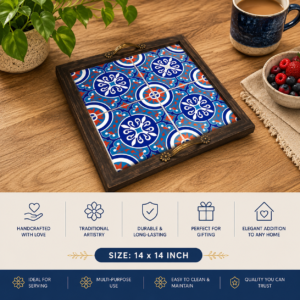 Table Tile Trays, Traditional Trays and Platters Tags: Custom Wooden Tray, Decorative Serving Tray, Handcrafted Tray, Handmade Wooden Tray, Rustic Kitchen Decor, Rustic Serving Tray, Tile Art Tray, Traditional Craftsmanship, Unique Gift Idea, Wooden Tile Tray