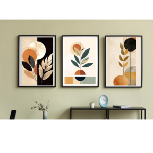 Modern Abstract Wall Art Set of 3 | Minimalist Botanical Prints | Neutral Wall Decor for Living Room or Office | Digital Download