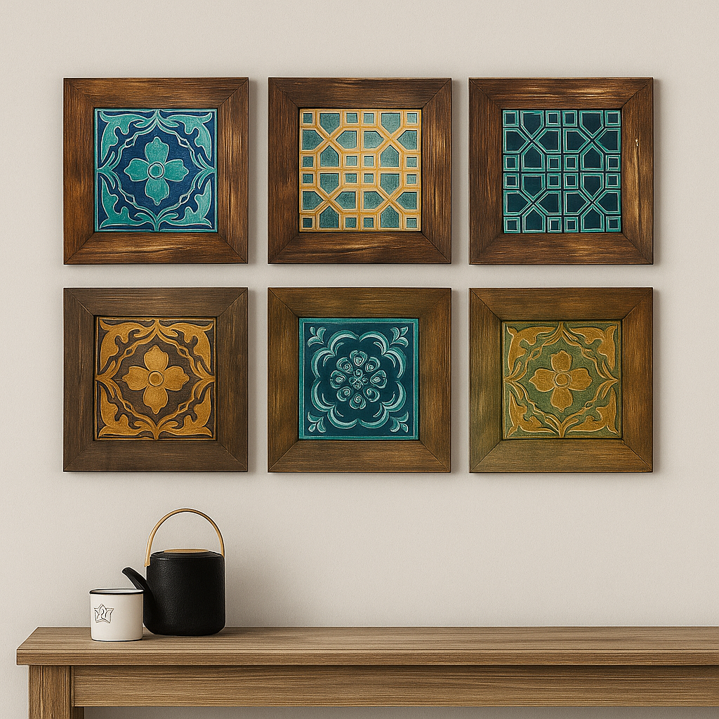 Wall Collage of Wooden and Ceramics Wall frames for Wall Decor ...