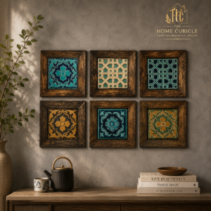 Wall Collage of Wooden and Ceramics Wall frames for Wall Decor (complete set)