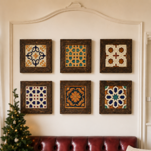 Wall Collage of Wooden and Ceramics Wall frames for Wall Decor (complete set)