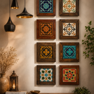 Wall Collage of Wooden and Ceramics Wall frames for Wall Decor (complete set)