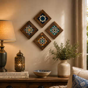 Wall Collage of Wooden and Ceramics Wall frames for Wall Decor (complete set)