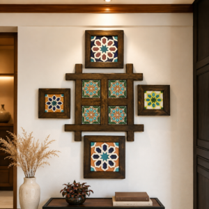 Wall Collage of Wooden and Ceramics Wall frames for Wall Decor (complete set)