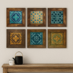 Handmade Pair of Unique Wall Decor Wooden Ceramic Frames, Wall Hangings for wall decor and home decor, Traditional decor gift