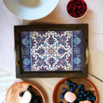 Handcrafted Wooden Tile Tray – Rustic Serving Tray for Coffee, Tea, and Home Decor