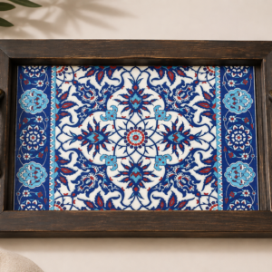 Handcrafted Wooden Tile Tray – Rustic Serving Tray for Coffee, Tea, and Home Decor