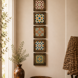 Wall Collage of Wooden and Ceramics Wall frames for Wall Decor (5 frames set)